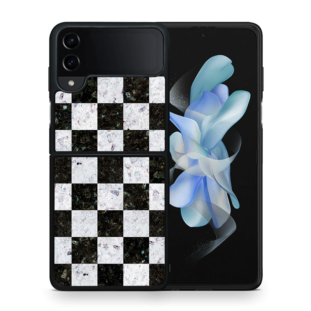 Θήκη Samsung Galaxy Z Flip4 Square Geometric Marble από τη Smartfits με σχέδιο στο πίσω μέρος και μαύρο περίβλημα | Samsung Galaxy Z Flip4 Square Geometric Marble case with colorful back and black bezels