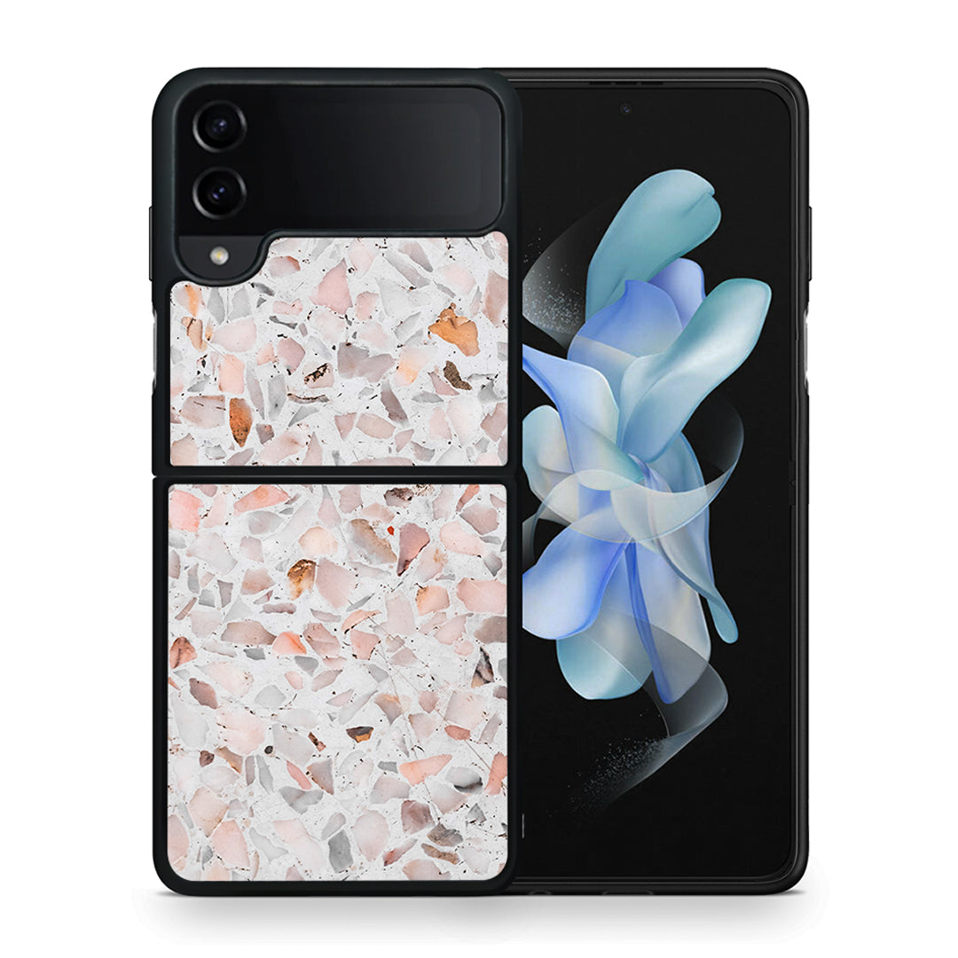 Θήκη Samsung Galaxy Z Flip4 Marble Terrazzo από τη Smartfits με σχέδιο στο πίσω μέρος και μαύρο περίβλημα | Samsung Galaxy Z Flip4 Marble Terrazzo case with colorful back and black bezels
