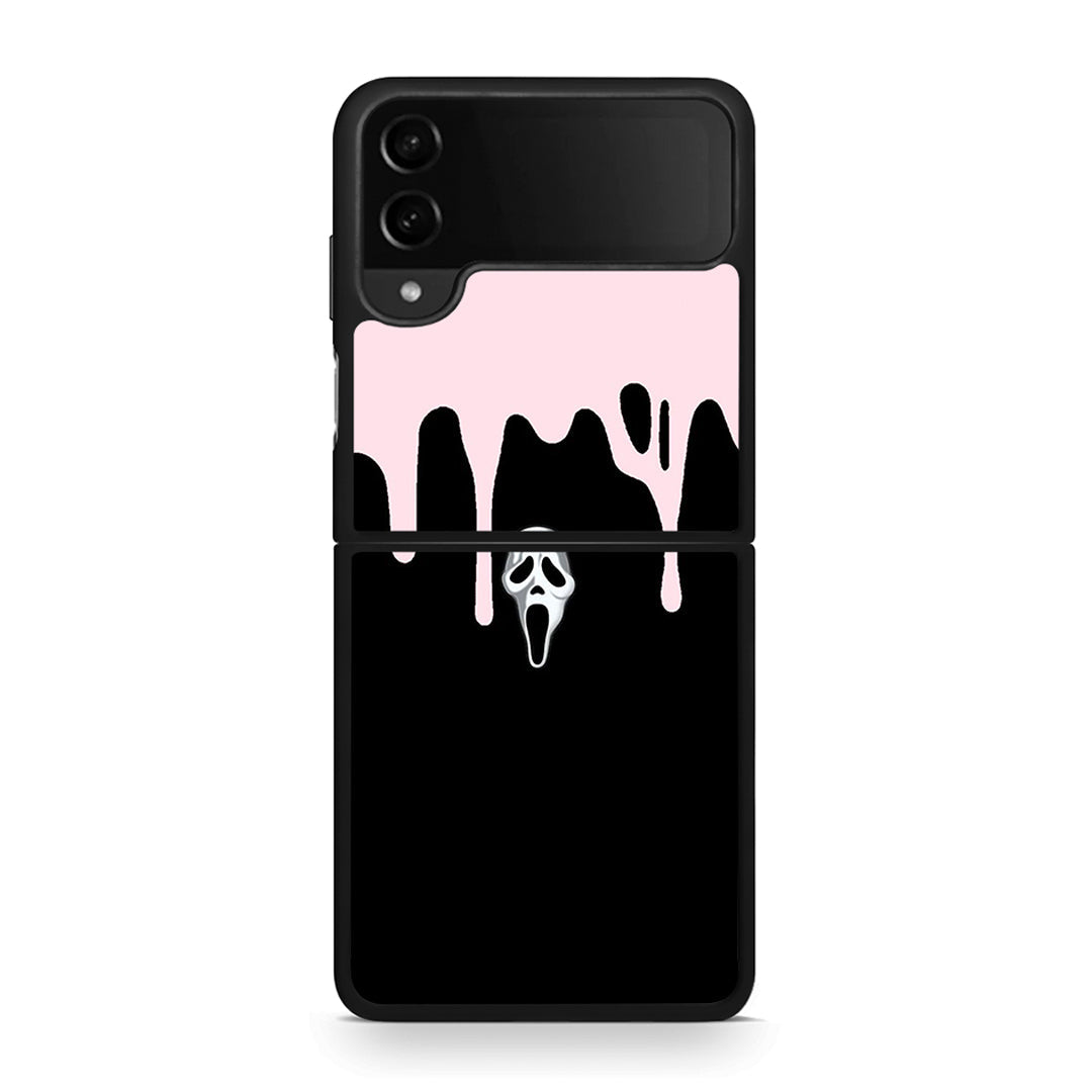Samsung Galaxy Z Flip4 Melting Halloween Mask Θήκη από τη Smartfits με σχέδιο στο πίσω μέρος και μαύρο περίβλημα | Smartphone case with colorful back and black bezels by Smartfits