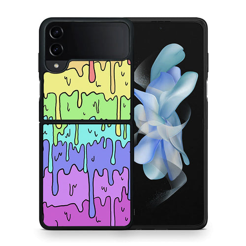 Θήκη Samsung Galaxy Z Flip4 Melting Rainbow από τη Smartfits με σχέδιο στο πίσω μέρος και μαύρο περίβλημα | Samsung Galaxy Z Flip4 Melting Rainbow case with colorful back and black bezels