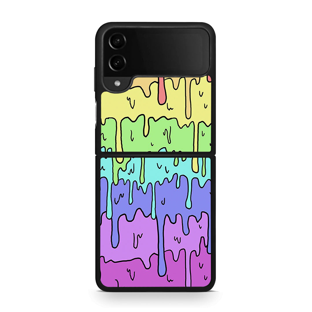 Samsung Galaxy Z Flip4 Melting Rainbow θήκη από τη Smartfits με σχέδιο στο πίσω μέρος και μαύρο περίβλημα | Smartphone case with colorful back and black bezels by Smartfits