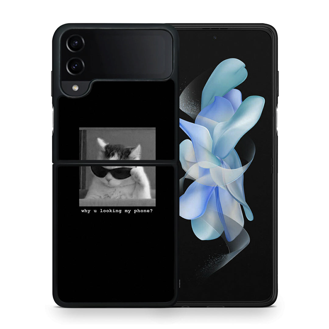Θήκη Samsung Galaxy Z Flip4 Meme Cat από τη Smartfits με σχέδιο στο πίσω μέρος και μαύρο περίβλημα | Samsung Galaxy Z Flip4 Meme Cat case with colorful back and black bezels