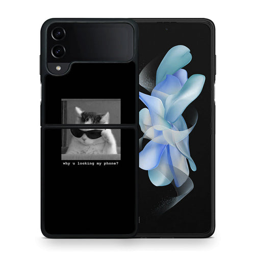 Θήκη Samsung Galaxy Z Flip4 Meme Cat από τη Smartfits με σχέδιο στο πίσω μέρος και μαύρο περίβλημα | Samsung Galaxy Z Flip4 Meme Cat case with colorful back and black bezels