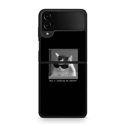 Samsung Galaxy Z Flip4 Meme Cat θήκη από τη Smartfits με σχέδιο στο πίσω μέρος και μαύρο περίβλημα | Smartphone case with colorful back and black bezels by Smartfits