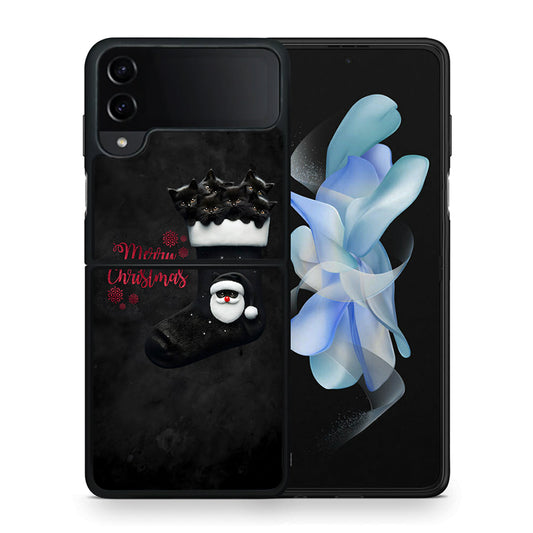 Θήκη Samsung Galaxy Z Flip4 Merry Cat Christmas από τη Smartfits με σχέδιο στο πίσω μέρος και μαύρο περίβλημα | Samsung Galaxy Z Flip4 Merry Cat Christmas case with colorful back and black bezels