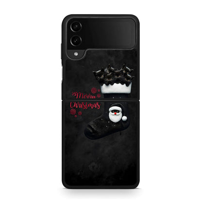 Samsung Galaxy Z Flip4 Merry Cat Christmas θήκη από τη Smartfits με σχέδιο στο πίσω μέρος και μαύρο περίβλημα | Smartphone case with colorful back and black bezels by Smartfits