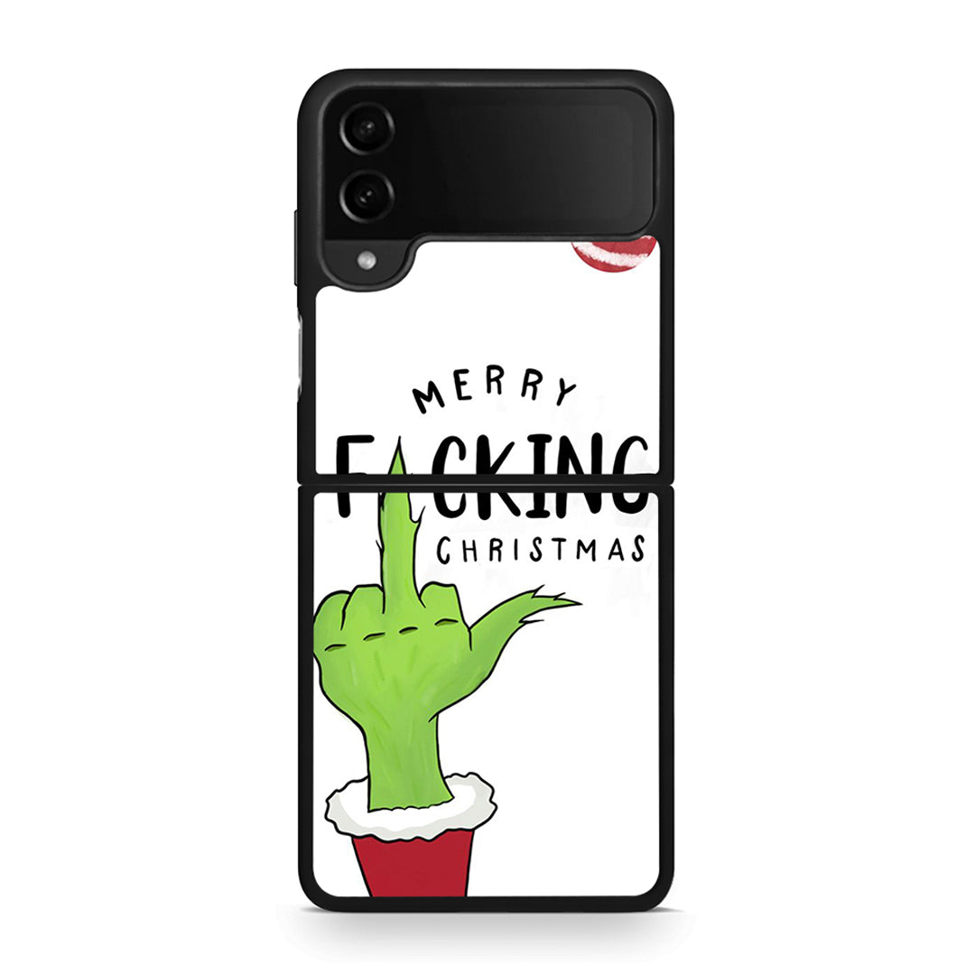 Samsung Galaxy Z Flip4 Merry F Xmas θήκη από τη Smartfits με σχέδιο στο πίσω μέρος και μαύρο περίβλημα | Smartphone case with colorful back and black bezels by Smartfits
