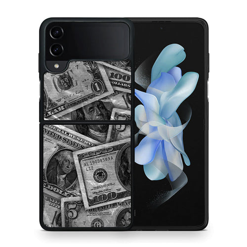 Θήκη Samsung Galaxy Z Flip4 Money Dollars από τη Smartfits με σχέδιο στο πίσω μέρος και μαύρο περίβλημα | Samsung Galaxy Z Flip4 Money Dollars case with colorful back and black bezels
