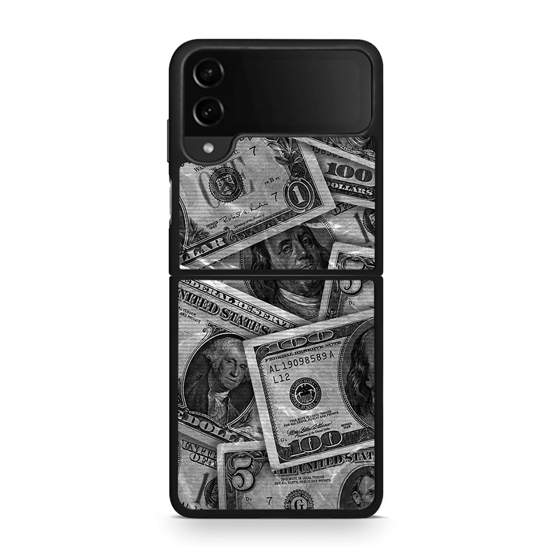 Samsung Galaxy Z Flip4 Money Dollars θήκη από τη Smartfits με σχέδιο στο πίσω μέρος και μαύρο περίβλημα | Smartphone case with colorful back and black bezels by Smartfits