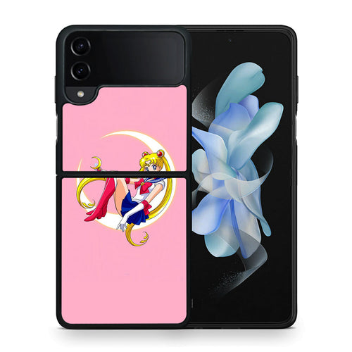 Θήκη Samsung Galaxy Z Flip4 Moon Girl από τη Smartfits με σχέδιο στο πίσω μέρος και μαύρο περίβλημα | Samsung Galaxy Z Flip4 Moon Girl case with colorful back and black bezels