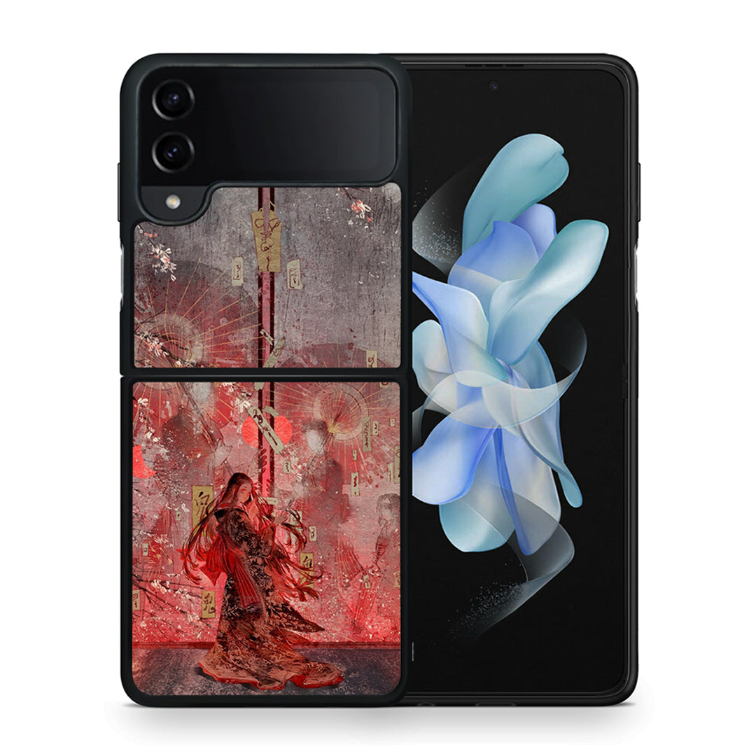 Θήκη Samsung Galaxy Z Flip4 Nezuko Kamado από τη Smartfits με σχέδιο στο πίσω μέρος και μαύρο περίβλημα | Samsung Galaxy Z Flip4 Nezuko Kamado case with colorful back and black bezels