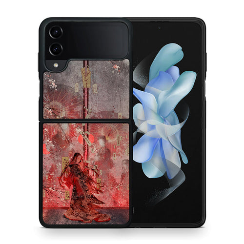 Θήκη Samsung Galaxy Z Flip4 Nezuko Kamado από τη Smartfits με σχέδιο στο πίσω μέρος και μαύρο περίβλημα | Samsung Galaxy Z Flip4 Nezuko Kamado case with colorful back and black bezels