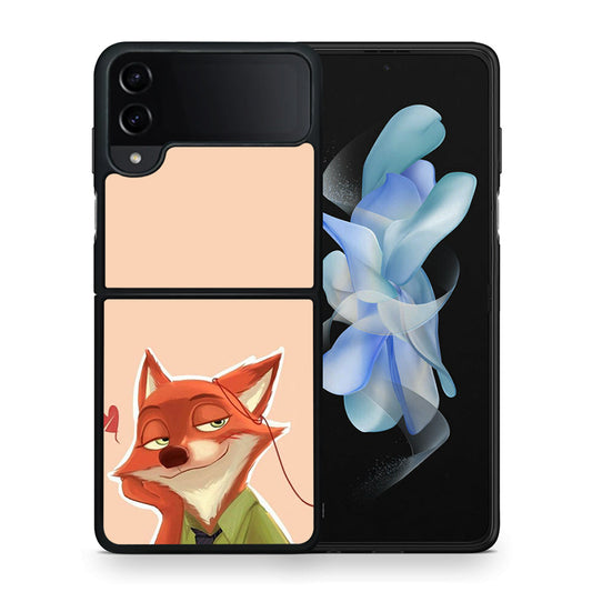 Θήκη Samsung Galaxy Z Flip4 Nick Wilde And Judy Hopps Love 1 από τη Smartfits με σχέδιο στο πίσω μέρος και μαύρο περίβλημα | Samsung Galaxy Z Flip4 Nick Wilde And Judy Hopps Love 1 case with colorful back and black bezels