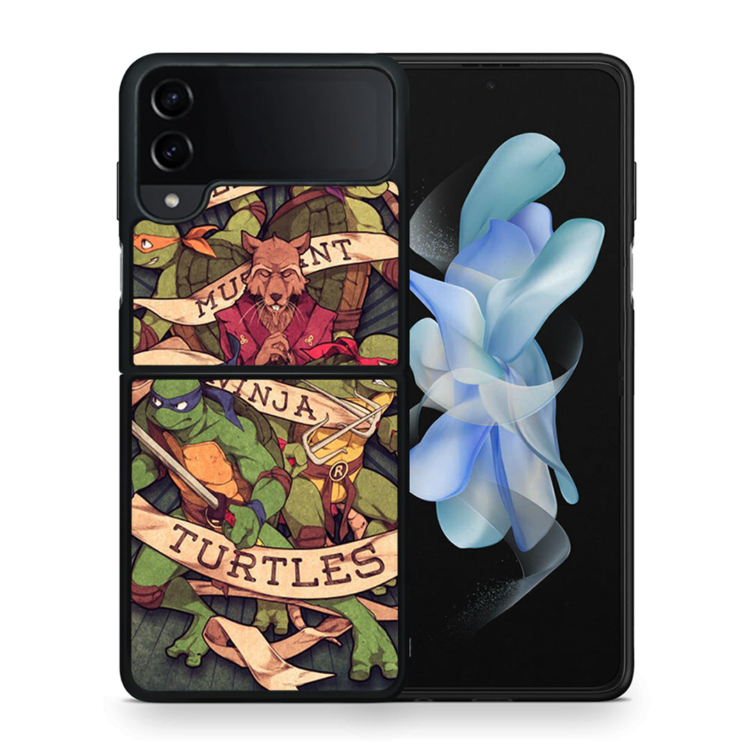 Θήκη Samsung Galaxy Z Flip4 Ninja Turtles από τη Smartfits με σχέδιο στο πίσω μέρος και μαύρο περίβλημα | Samsung Galaxy Z Flip4 Ninja Turtles case with colorful back and black bezels