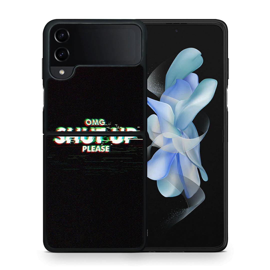 Θήκη Samsung Galaxy Z Flip4 OMG ShutUp από τη Smartfits με σχέδιο στο πίσω μέρος και μαύρο περίβλημα | Samsung Galaxy Z Flip4 OMG ShutUp case with colorful back and black bezels