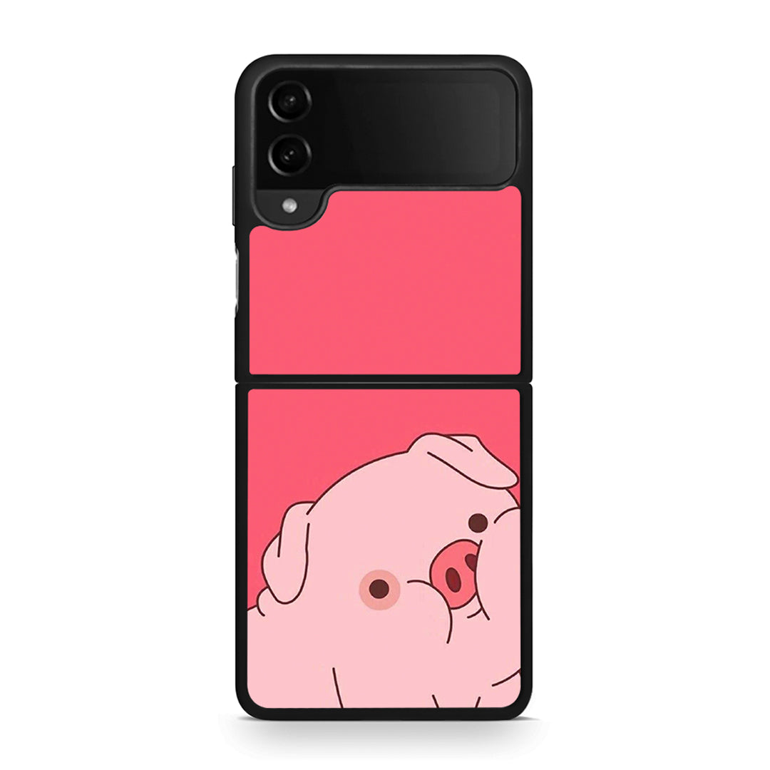 Samsung Galaxy Z Flip4 Pig Love 1 Θήκη Αγίου Βαλεντίνου από τη Smartfits με σχέδιο στο πίσω μέρος και μαύρο περίβλημα | Smartphone case with colorful back and black bezels by Smartfits