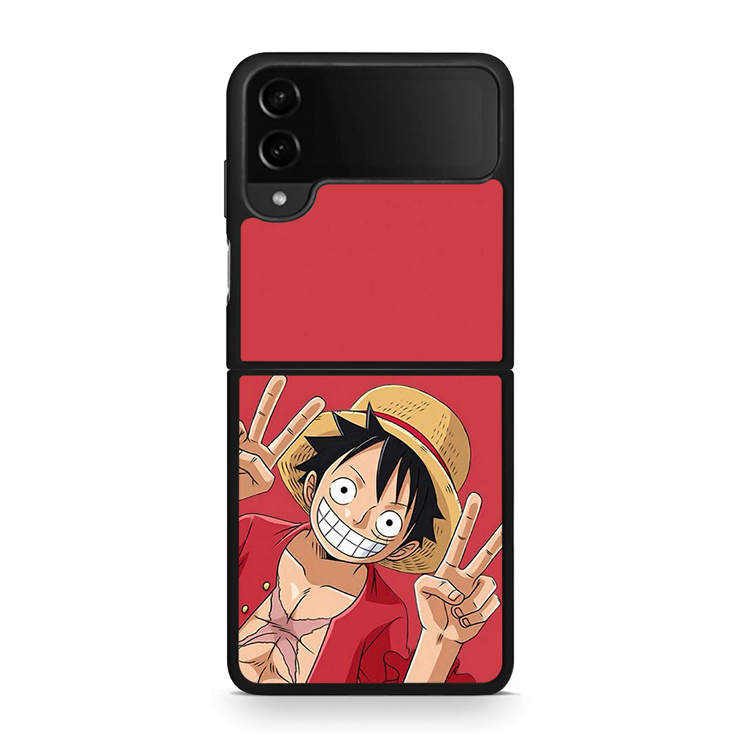 Samsung Galaxy Z Flip4 Pirate Luffy Θήκη από τη Smartfits με σχέδιο στο πίσω μέρος και μαύρο περίβλημα | Smartphone case with colorful back and black bezels by Smartfits