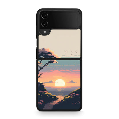 Samsung Galaxy Z Flip4 Pixel Sunset Θήκη από τη Smartfits με σχέδιο στο πίσω μέρος και μαύρο περίβλημα | Smartphone case with colorful back and black bezels by Smartfits