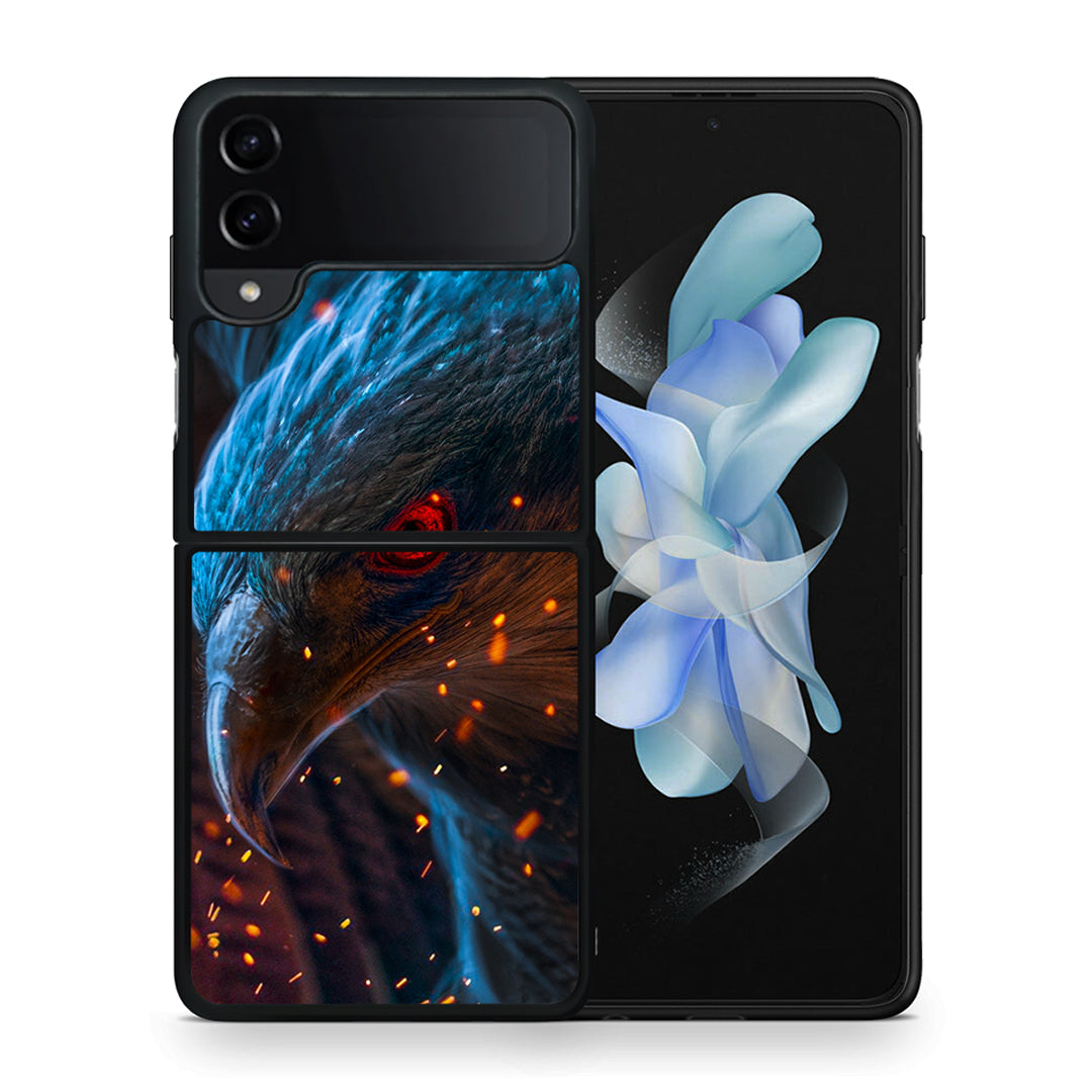 Θήκη Samsung Galaxy Z Flip4 Eagle PopArt από τη Smartfits με σχέδιο στο πίσω μέρος και μαύρο περίβλημα | Samsung Galaxy Z Flip4 Eagle PopArt case with colorful back and black bezels