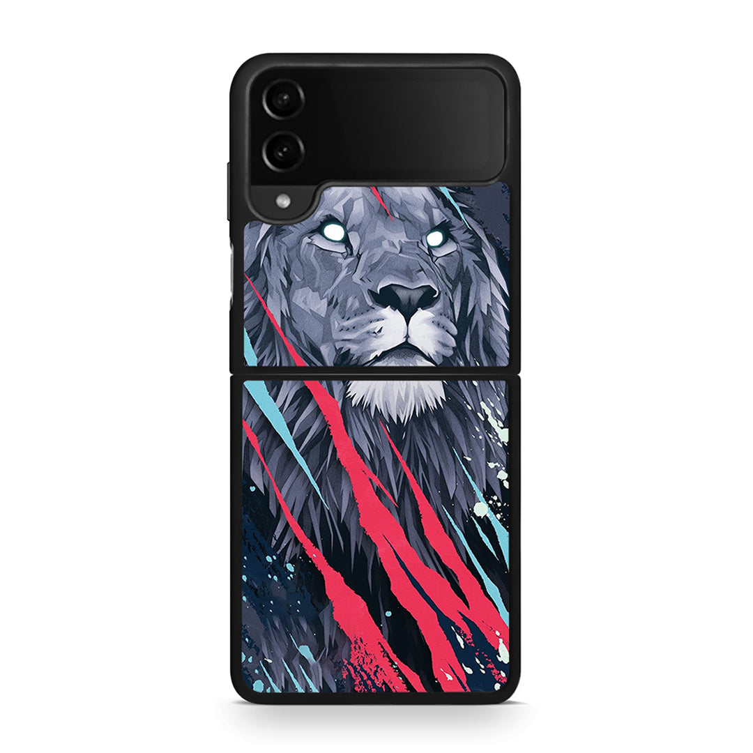 4 - Samsung Galaxy Z Flip4 Lion Designer PopArt case, cover, bumper