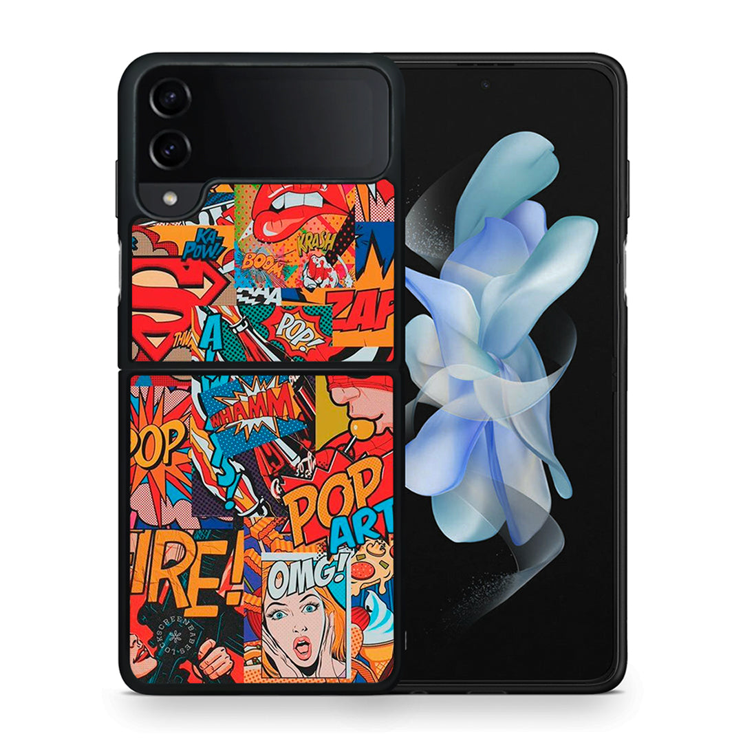 Θήκη Samsung Galaxy Z Flip4 PopArt OMG από τη Smartfits με σχέδιο στο πίσω μέρος και μαύρο περίβλημα | Samsung Galaxy Z Flip4 PopArt OMG case with colorful back and black bezels
