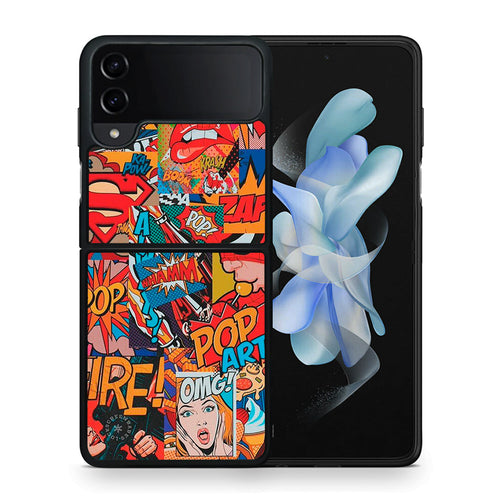 Θήκη Samsung Galaxy Z Flip4 PopArt OMG από τη Smartfits με σχέδιο στο πίσω μέρος και μαύρο περίβλημα | Samsung Galaxy Z Flip4 PopArt OMG case with colorful back and black bezels