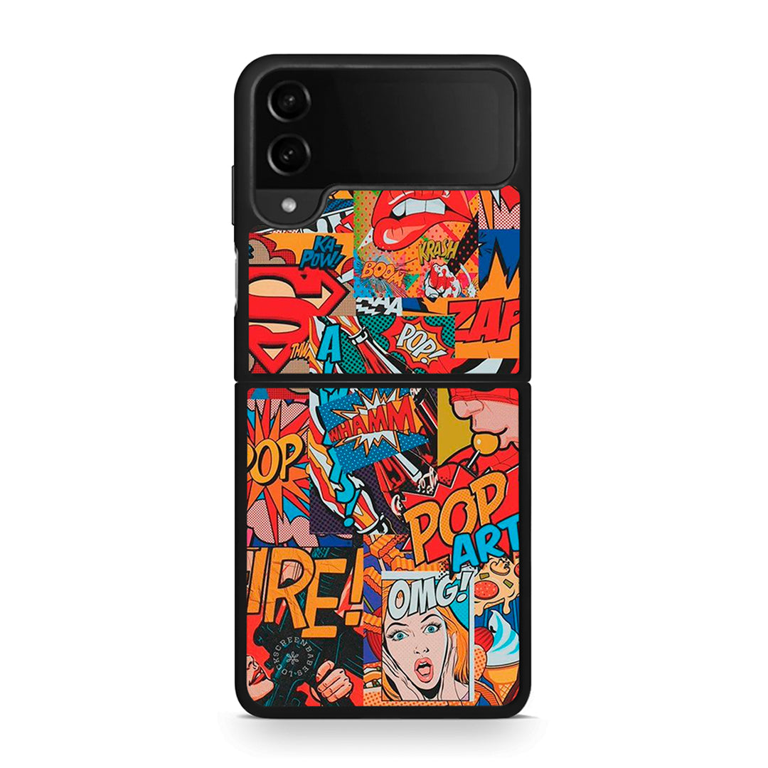 Samsung Galaxy Z Flip4 PopArt OMG θήκη από τη Smartfits με σχέδιο στο πίσω μέρος και μαύρο περίβλημα | Smartphone case with colorful back and black bezels by Smartfits