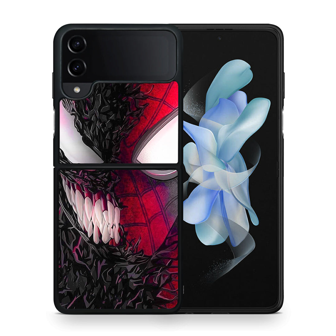 Θήκη Samsung Galaxy Z Flip4 SpiderVenom PopArt από τη Smartfits με σχέδιο στο πίσω μέρος και μαύρο περίβλημα | Samsung Galaxy Z Flip4 SpiderVenom PopArt case with colorful back and black bezels