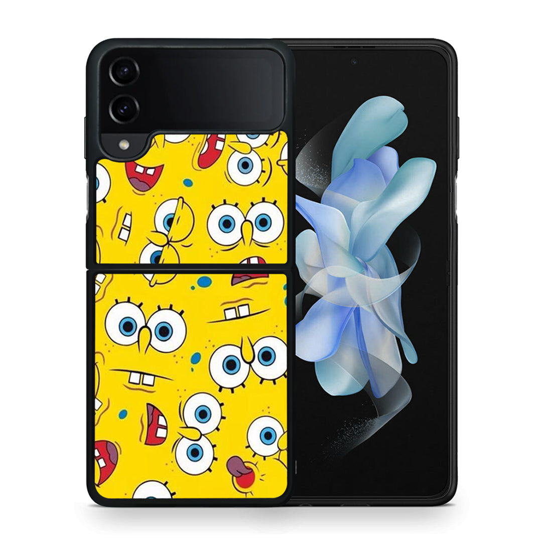 Θήκη Samsung Galaxy Z Flip4 Sponge PopArt από τη Smartfits με σχέδιο στο πίσω μέρος και μαύρο περίβλημα | Samsung Galaxy Z Flip4 Sponge PopArt case with colorful back and black bezels