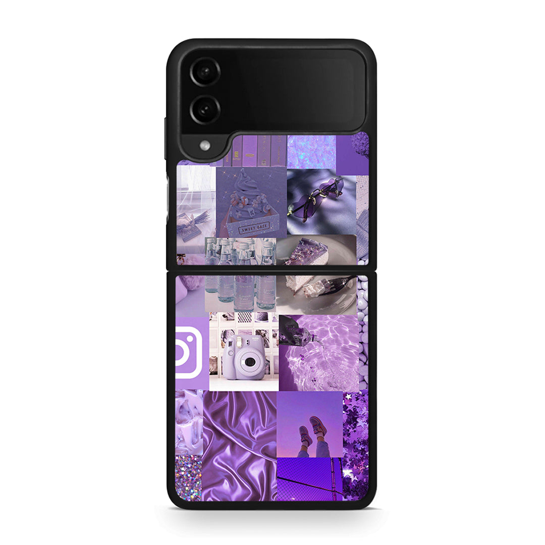 Samsung Galaxy Z Flip4 Purple Aesthetic Collage θήκη από τη Smartfits με σχέδιο στο πίσω μέρος και μαύρο περίβλημα | Smartphone case with colorful back and black bezels by Smartfits