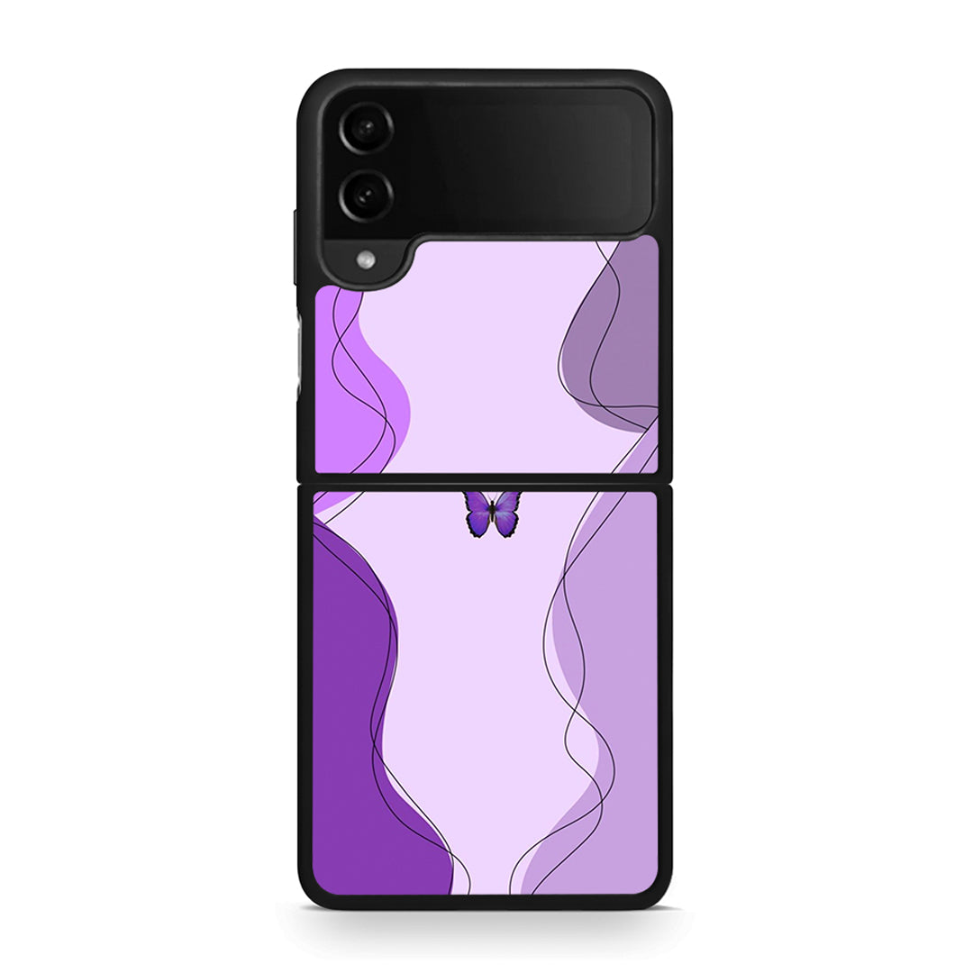 Samsung Galaxy Z Flip4 Purple Mariposa Θήκη Αγίου Βαλεντίνου από τη Smartfits με σχέδιο στο πίσω μέρος και μαύρο περίβλημα | Smartphone case with colorful back and black bezels by Smartfits