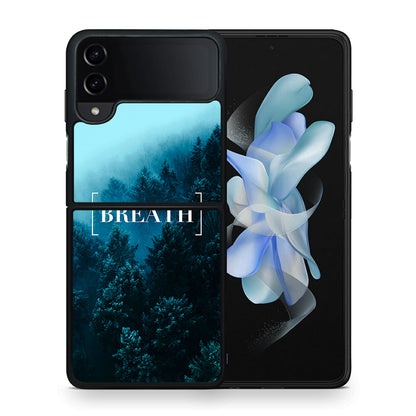 Θήκη Samsung Galaxy Z Flip4 Breath Quote από τη Smartfits με σχέδιο στο πίσω μέρος και μαύρο περίβλημα | Samsung Galaxy Z Flip4 Breath Quote case with colorful back and black bezels
