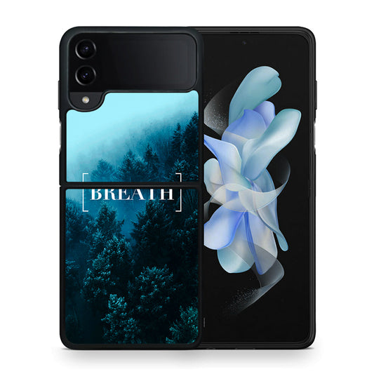 Θήκη Samsung Galaxy Z Flip4 Breath Quote από τη Smartfits με σχέδιο στο πίσω μέρος και μαύρο περίβλημα | Samsung Galaxy Z Flip4 Breath Quote case with colorful back and black bezels