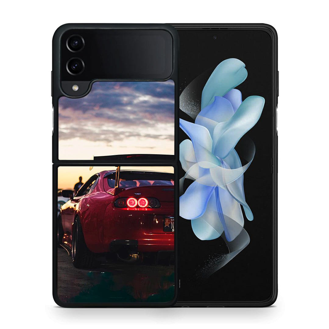 Θήκη Samsung Galaxy Z Flip4 Racing Supra από τη Smartfits με σχέδιο στο πίσω μέρος και μαύρο περίβλημα | Samsung Galaxy Z Flip4 Racing Supra case with colorful back and black bezels