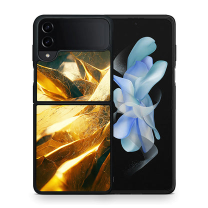 Θήκη Samsung Galaxy Z Flip4 Real Gold από τη Smartfits με σχέδιο στο πίσω μέρος και μαύρο περίβλημα | Samsung Galaxy Z Flip4 Real Gold case with colorful back and black bezels