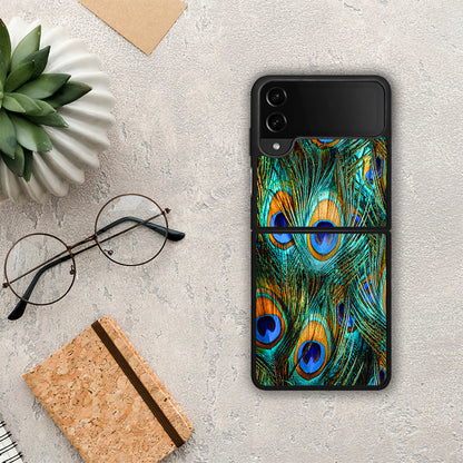 Real Peacock Feathers - Samsung Galaxy Z Flip4 θήκη
