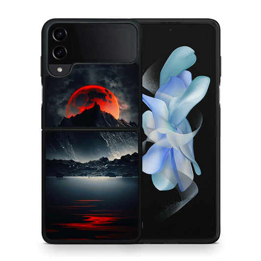 Θήκη Samsung Galaxy Z Flip4 Red Full Moon από τη Smartfits με σχέδιο στο πίσω μέρος και μαύρο περίβλημα | Samsung Galaxy Z Flip4 Red Full Moon case with colorful back and black bezels