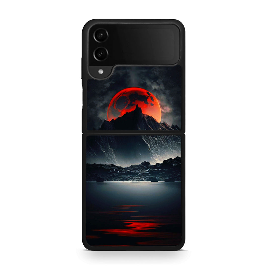 Samsung Galaxy Z Flip4 Red Full Moon θήκη από τη Smartfits με σχέδιο στο πίσω μέρος και μαύρο περίβλημα | Smartphone case with colorful back and black bezels by Smartfits