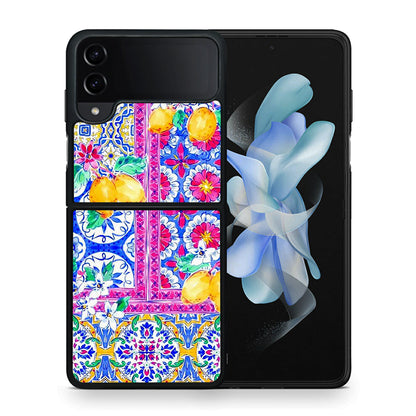 Θήκη Samsung Galaxy Z Flip4 Retro Spring από τη Smartfits με σχέδιο στο πίσω μέρος και μαύρο περίβλημα | Samsung Galaxy Z Flip4 Retro Spring case with colorful back and black bezels