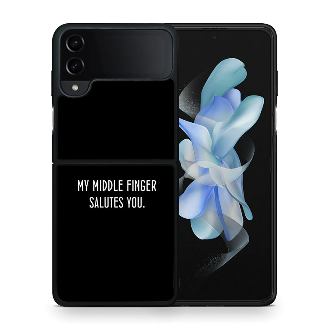 Θήκη Samsung Galaxy Z Flip4 Salute από τη Smartfits με σχέδιο στο πίσω μέρος και μαύρο περίβλημα | Samsung Galaxy Z Flip4 Salute case with colorful back and black bezels