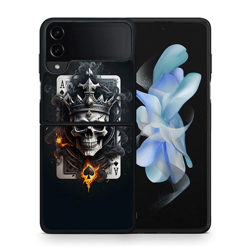 Θήκη Samsung Galaxy Z Flip4 Skull King Ace από τη Smartfits με σχέδιο στο πίσω μέρος και μαύρο περίβλημα | Samsung Galaxy Z Flip4 Skull King Ace case with colorful back and black bezels