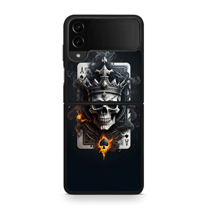 Samsung Galaxy Z Flip4 Skull King Ace θήκη από τη Smartfits με σχέδιο στο πίσω μέρος και μαύρο περίβλημα | Smartphone case with colorful back and black bezels by Smartfits