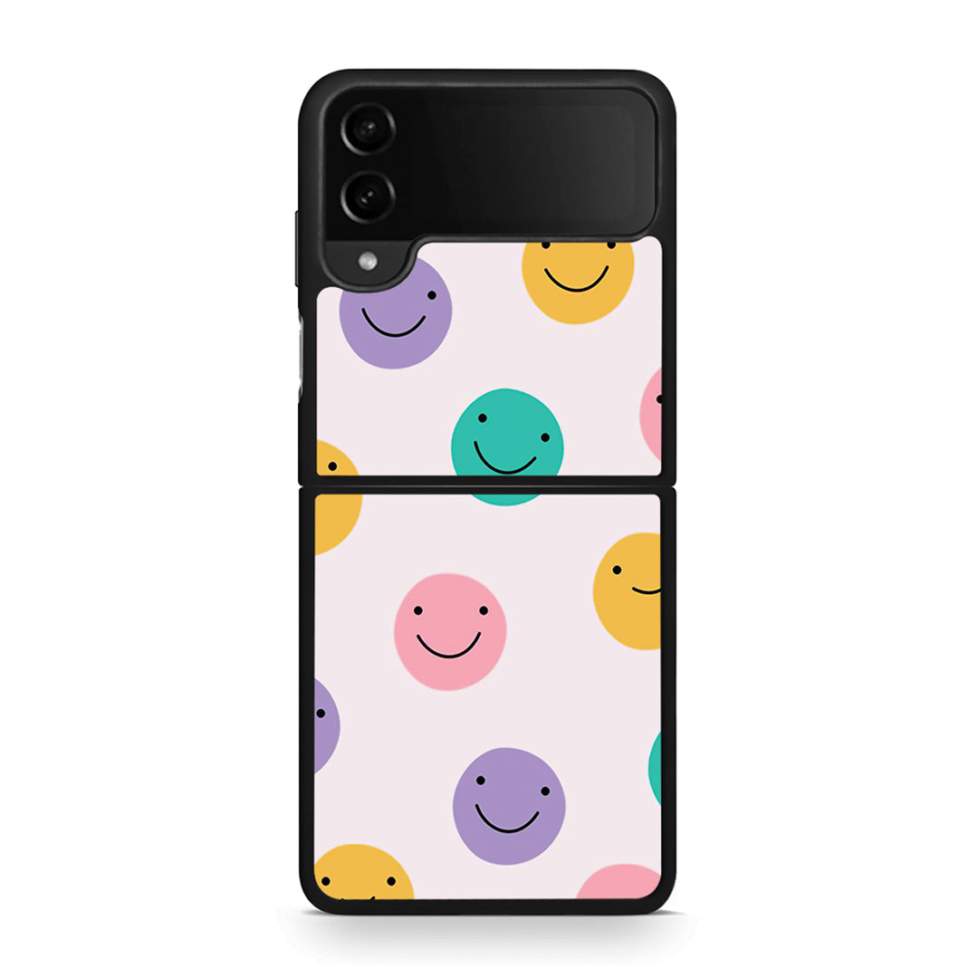 Samsung Galaxy Z Flip4 Smiley Faces θήκη από τη Smartfits με σχέδιο στο πίσω μέρος και μαύρο περίβλημα | Smartphone case with colorful back and black bezels by Smartfits