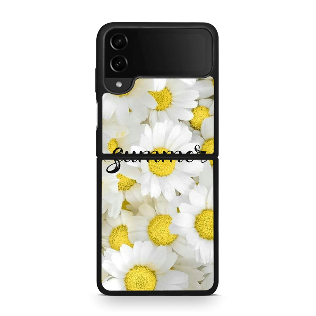 Samsung Galaxy Z Flip4 Summer Daisies Θήκη από τη Smartfits με σχέδιο στο πίσω μέρος και μαύρο περίβλημα | Smartphone case with colorful back and black bezels by Smartfits