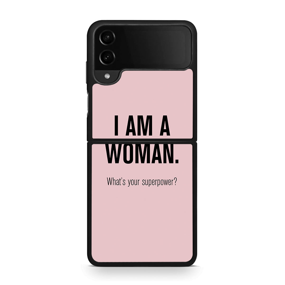 Samsung Galaxy Z Flip4 Superpower Woman θήκη από τη Smartfits με σχέδιο στο πίσω μέρος και μαύρο περίβλημα | Smartphone case with colorful back and black bezels by Smartfits
