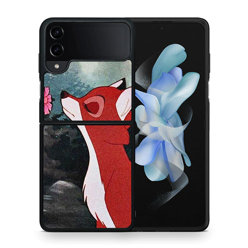 Θήκη Samsung Galaxy Z Flip4 Tod And Vixey Love 2 από τη Smartfits με σχέδιο στο πίσω μέρος και μαύρο περίβλημα | Samsung Galaxy Z Flip4 Tod And Vixey Love 2 case with colorful back and black bezels