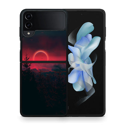 Θήκη Samsung Galaxy Z Flip4 Sunset Tropic από τη Smartfits με σχέδιο στο πίσω μέρος και μαύρο περίβλημα | Samsung Galaxy Z Flip4 Sunset Tropic case with colorful back and black bezels