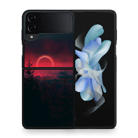 Θήκη Samsung Galaxy Z Flip4 Sunset Tropic από τη Smartfits με σχέδιο στο πίσω μέρος και μαύρο περίβλημα | Samsung Galaxy Z Flip4 Sunset Tropic case with colorful back and black bezels