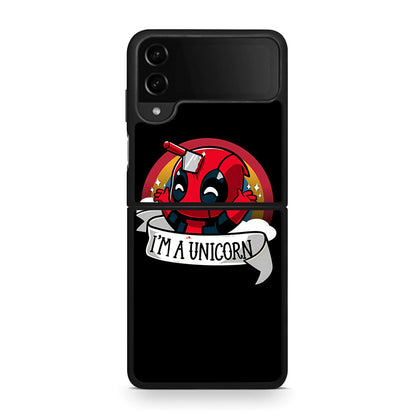 Samsung Galaxy Z Flip4 Unicorn Deadpool θήκη από τη Smartfits με σχέδιο στο πίσω μέρος και μαύρο περίβλημα | Smartphone case with colorful back and black bezels by Smartfits