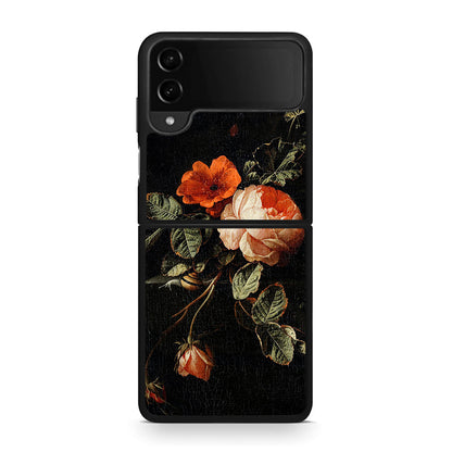 Samsung Galaxy Z Flip4 Vintage Roses θήκη από τη Smartfits με σχέδιο στο πίσω μέρος και μαύρο περίβλημα | Smartphone case with colorful back and black bezels by Smartfits